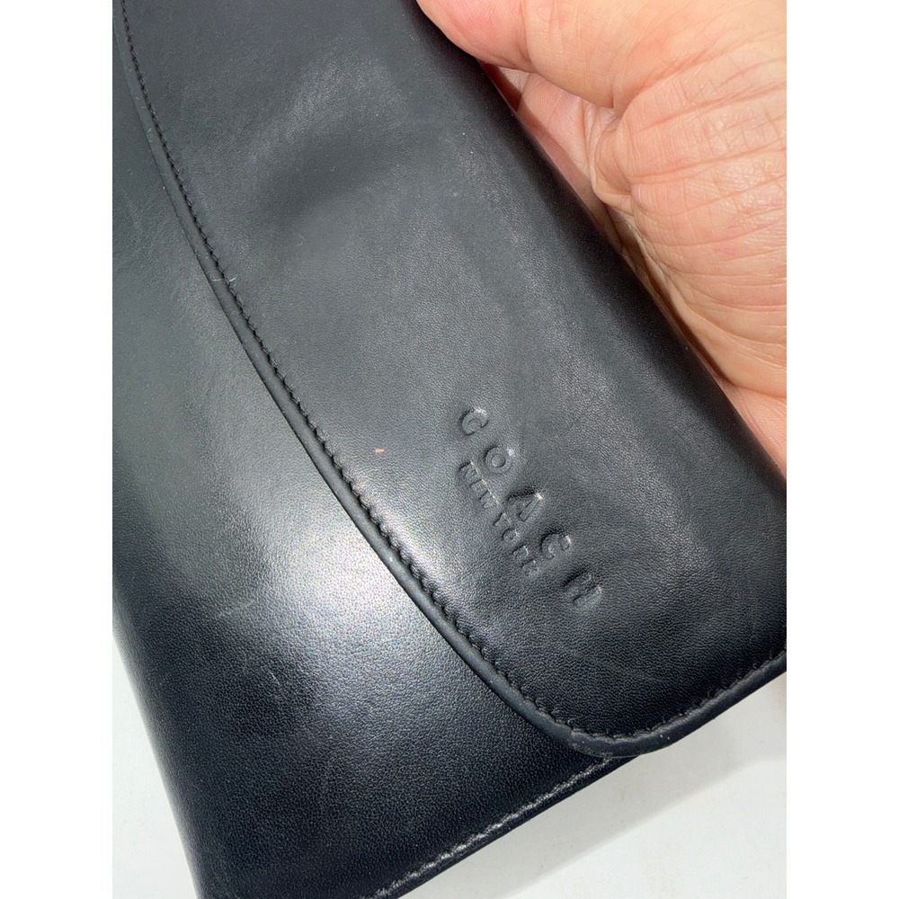 Coach New York Vintage Black Leather Long Bi-Fold Wallet with ID Window - Picture 3 of 11